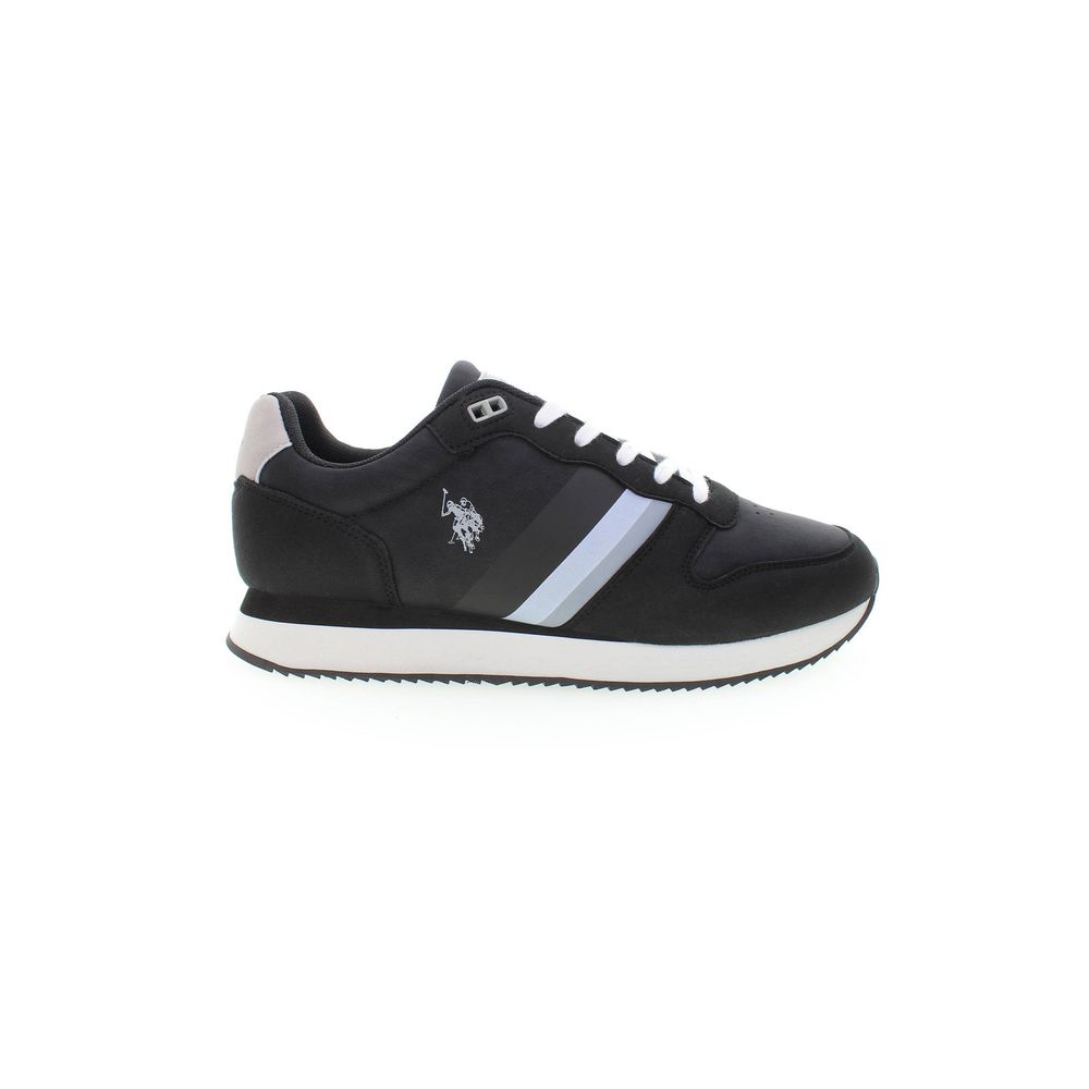 Black Polyester Men's Sneakers