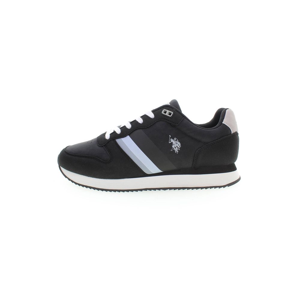 Black Polyester Men's Sneakers