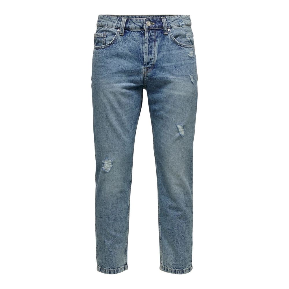 Blue Cotton Slim Fit Jeans