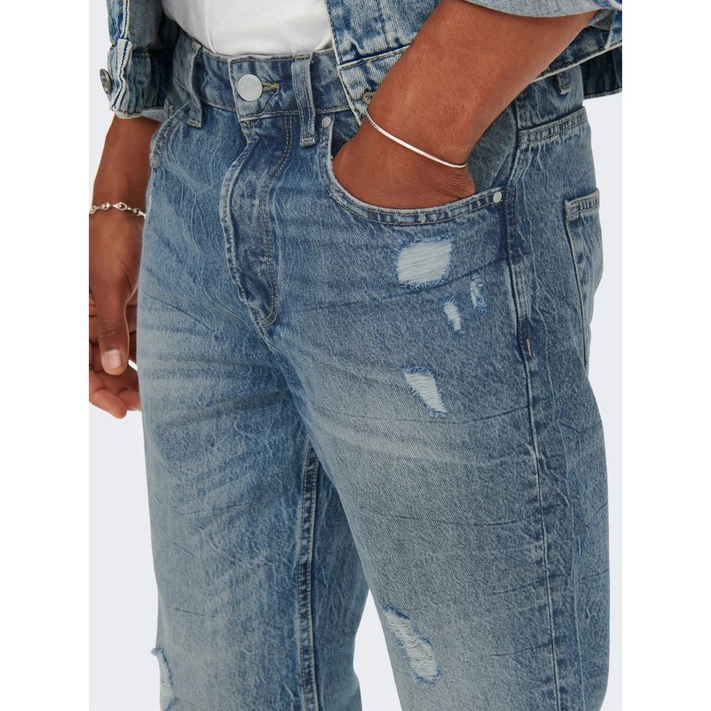 Blue Cotton Slim Fit Jeans