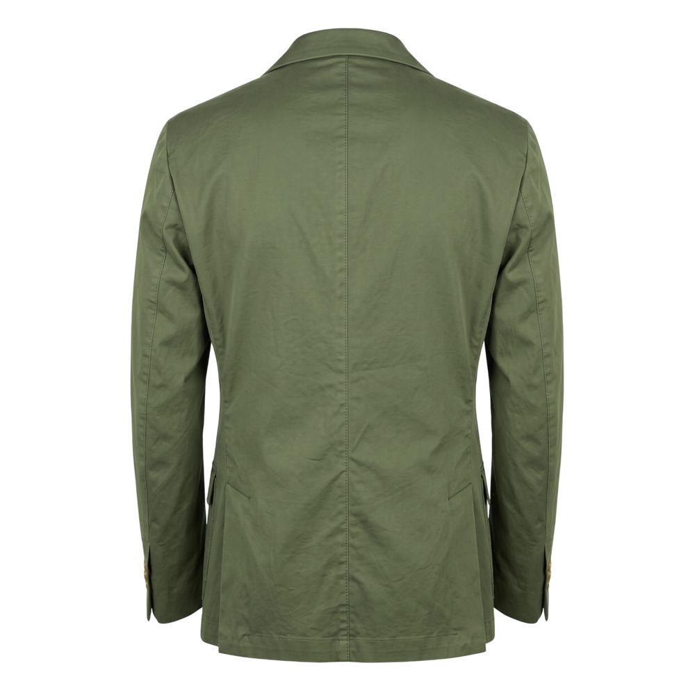 Green Cotton Men Jacket