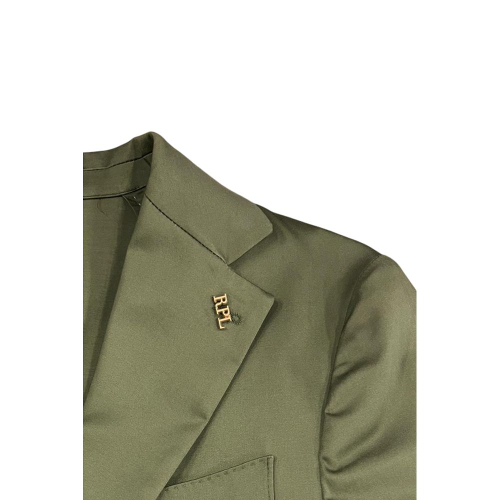 Green Cotton Men Jacket