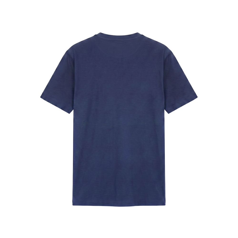 Blue Cotton Men T-shirt