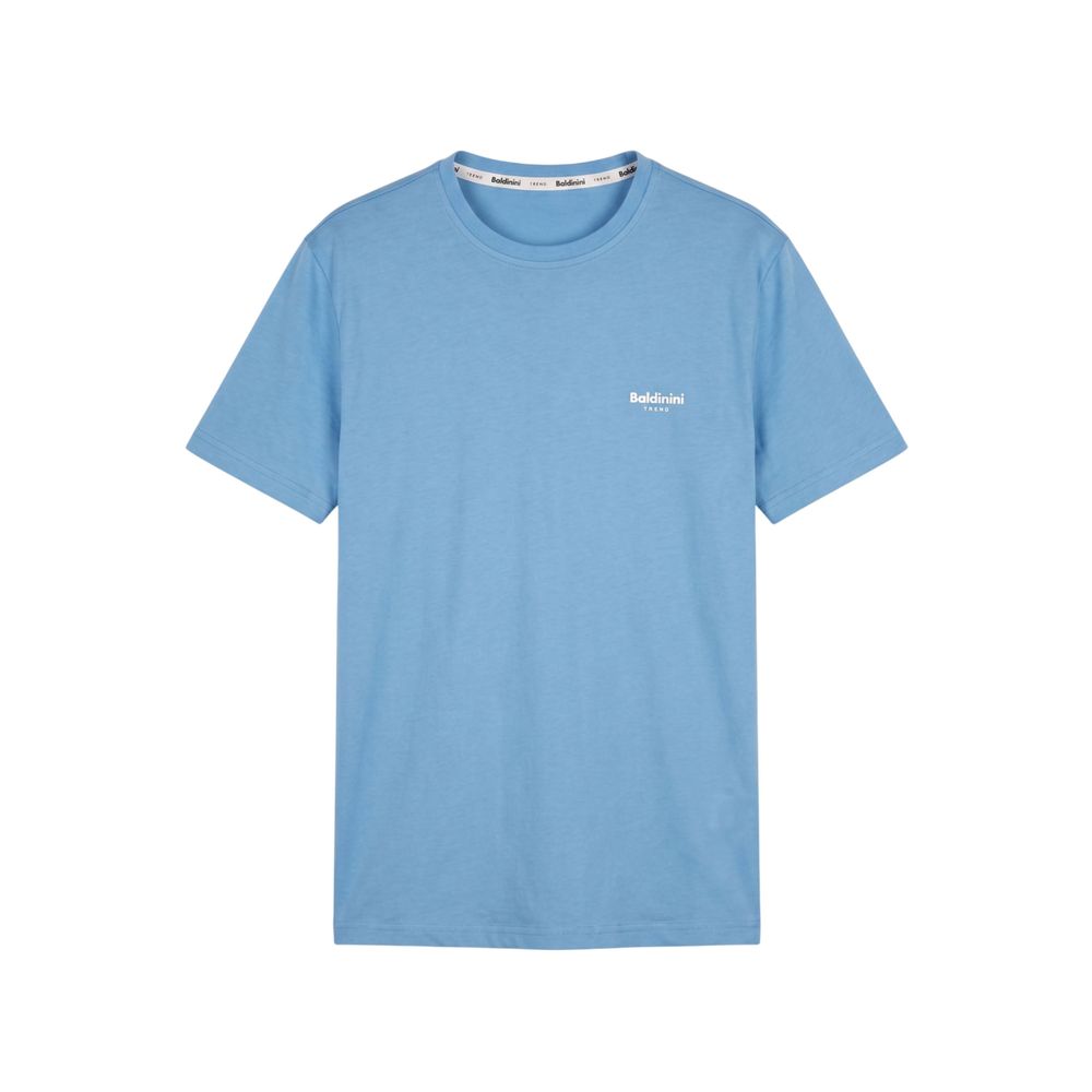 Light Blue Cotton Men T-Shirt