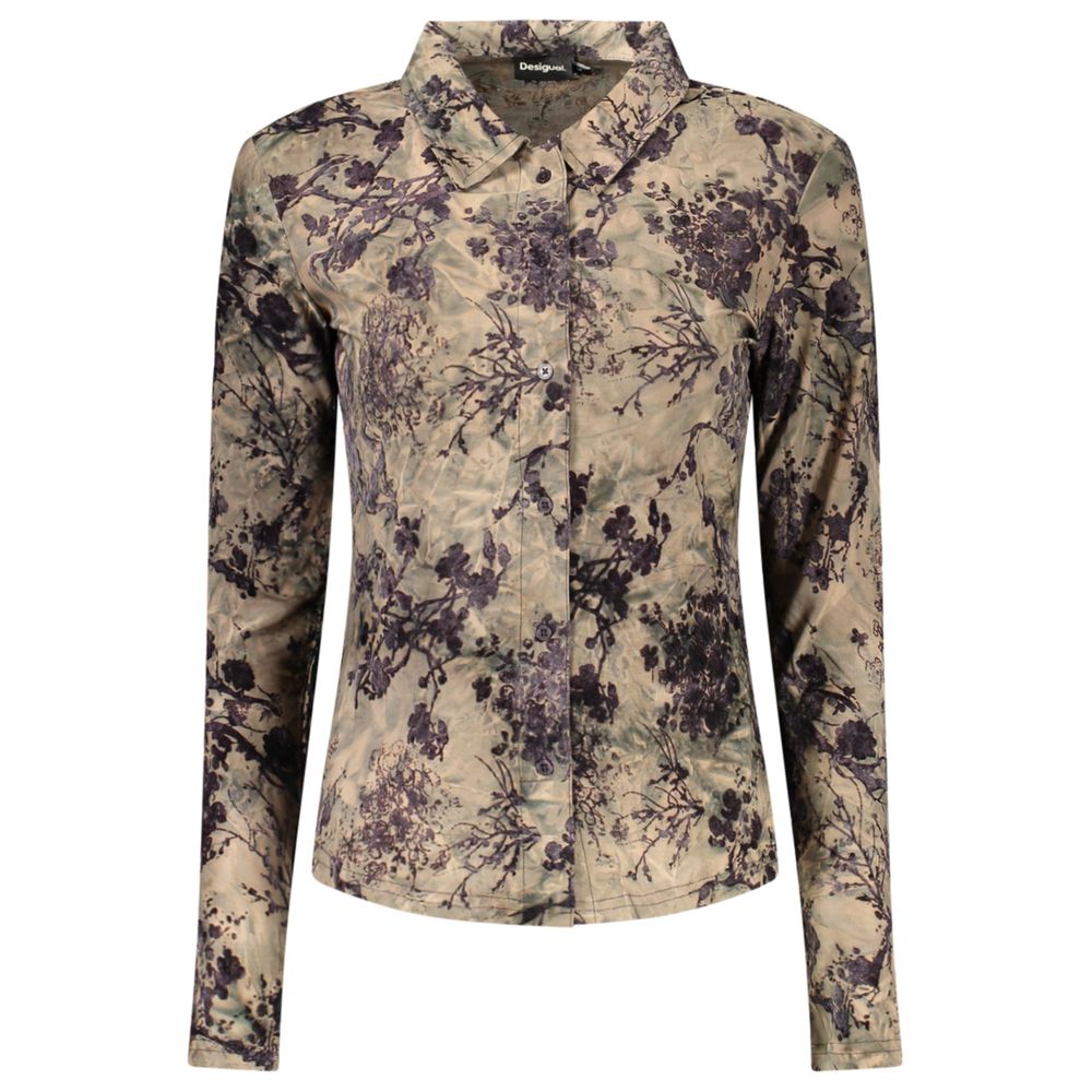 Brown Polyester Women's Shirt
