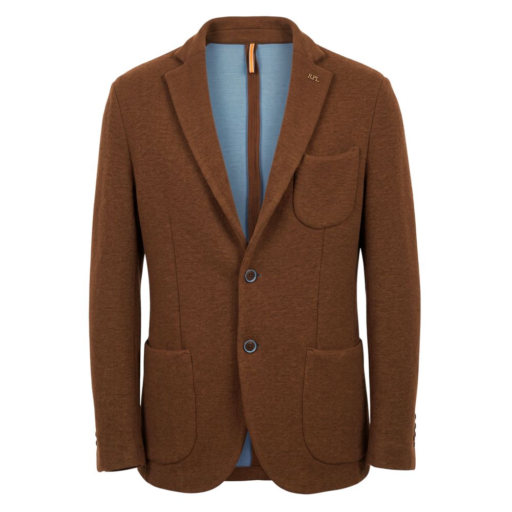 Brown Viscose Men Jacket
