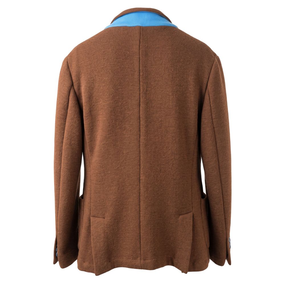 Brown Viscose Men Jacket