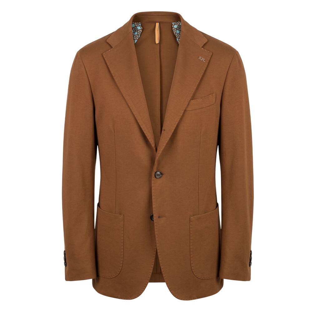 Brown Viscose Men Jacket