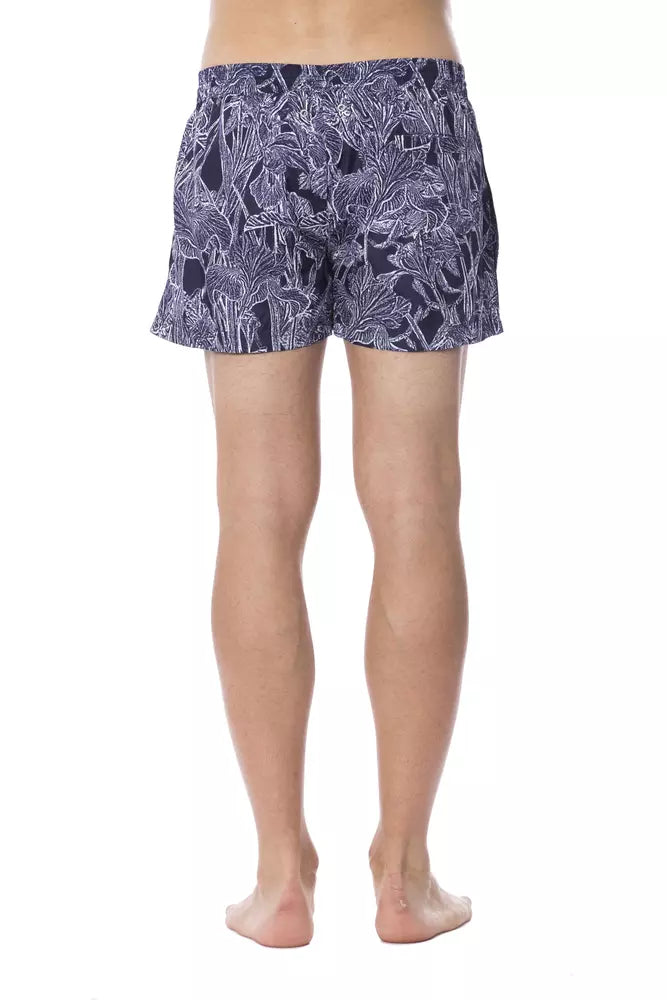 Blue Polyester Men's Swimwear