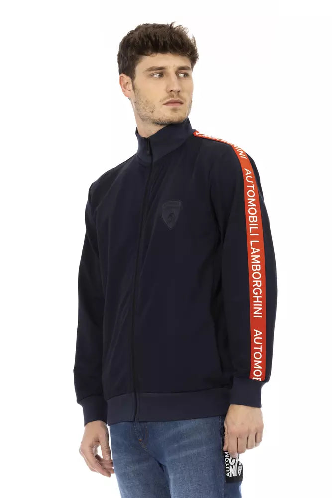 Blue Polyester Men Sweatshirt
