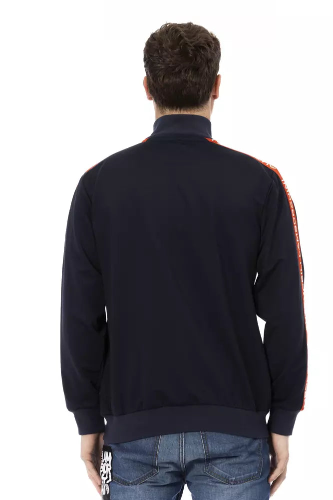 Blue Polyester Men Sweatshirt