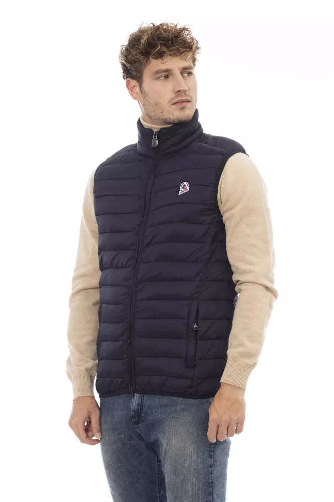 Blue Polyamide Sleveless Jacket