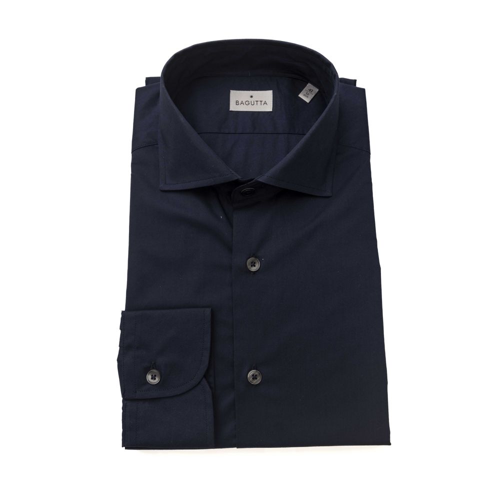 Blue Cotton Men's Slim Shirt