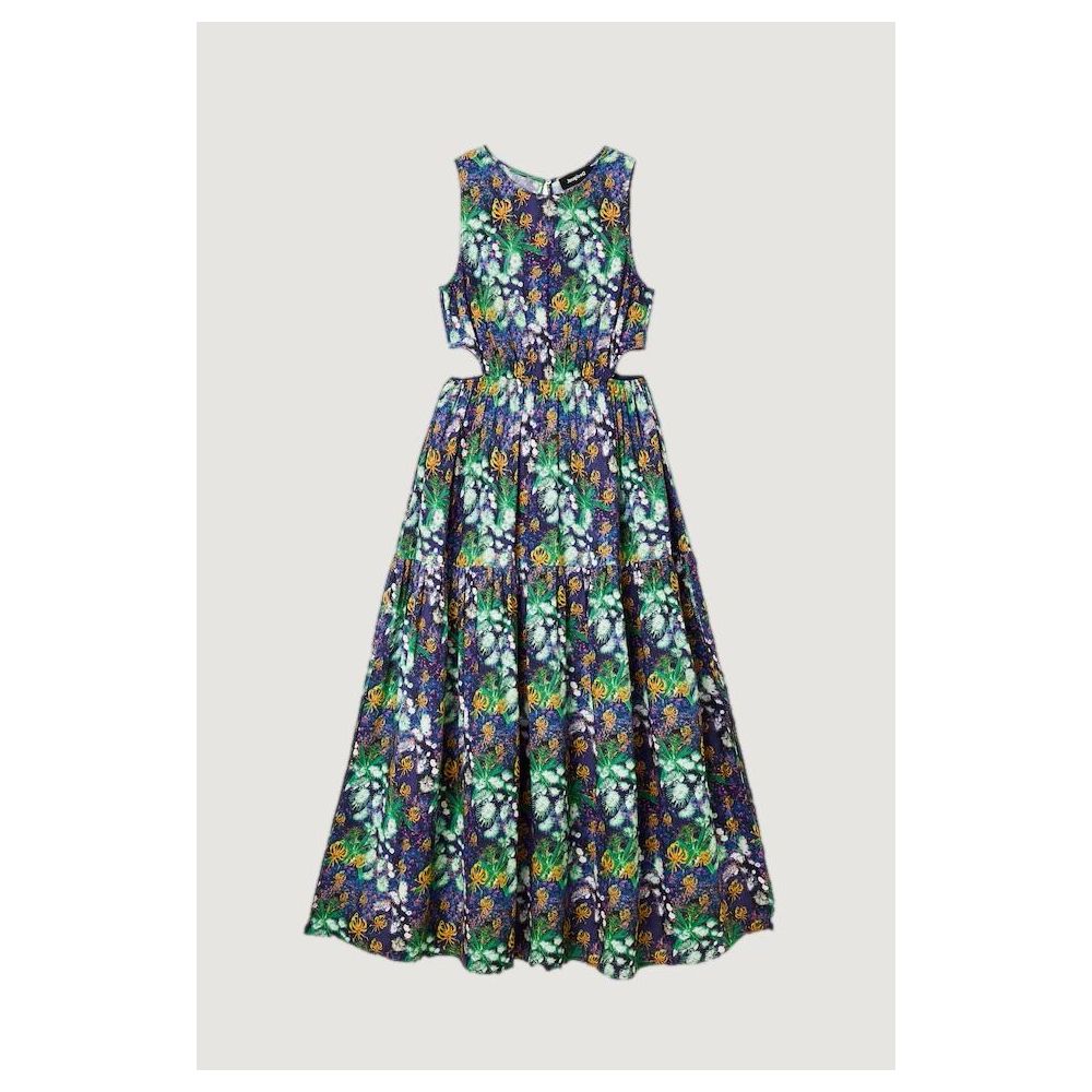 Blue Viscose Long Dress