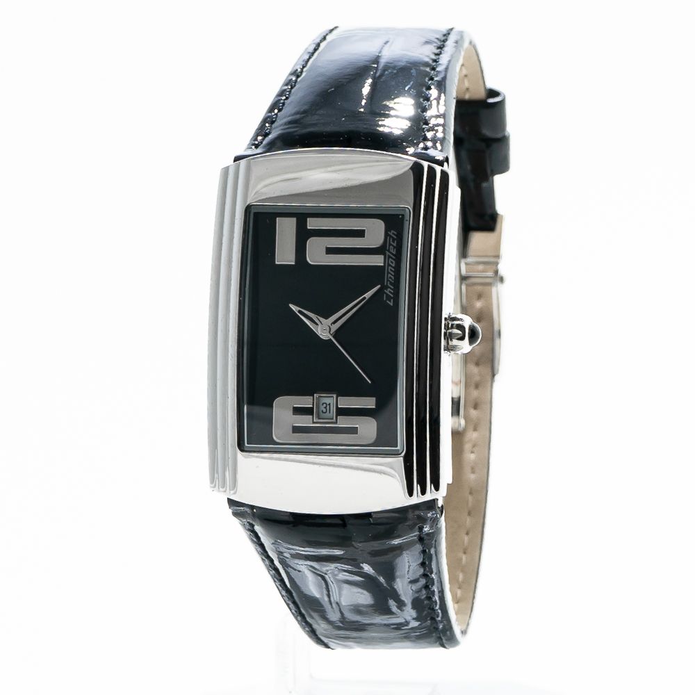 Black Leather Dress Watch