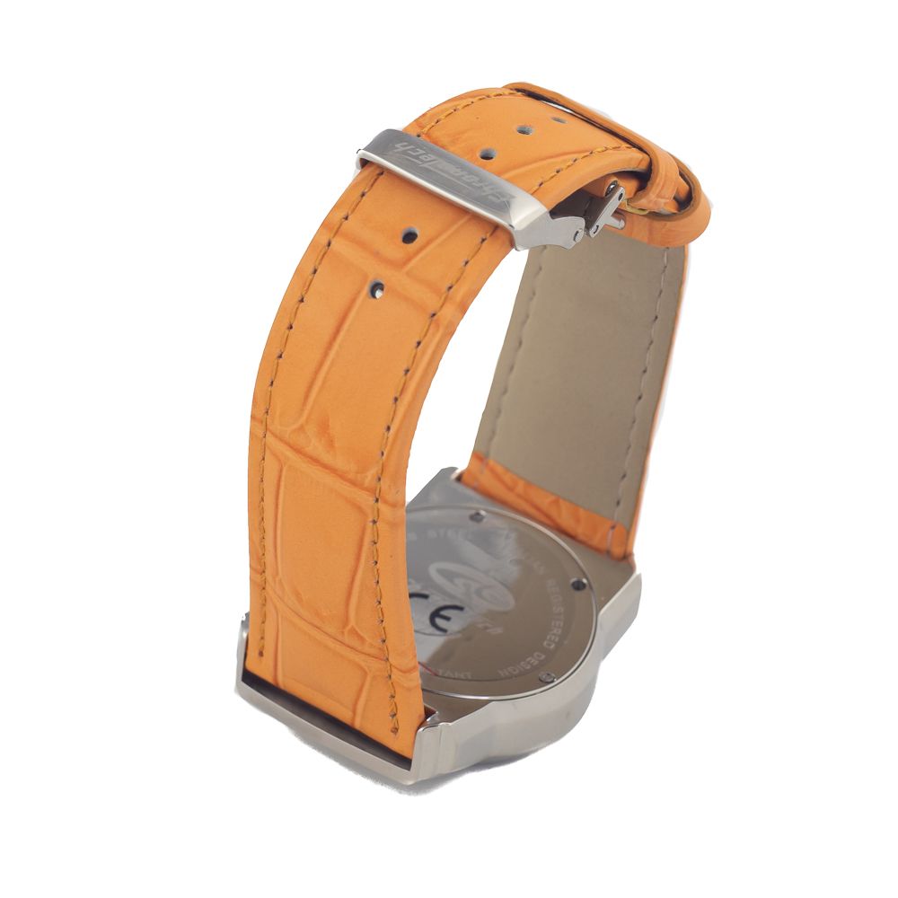 Orange Leather Dress Watch