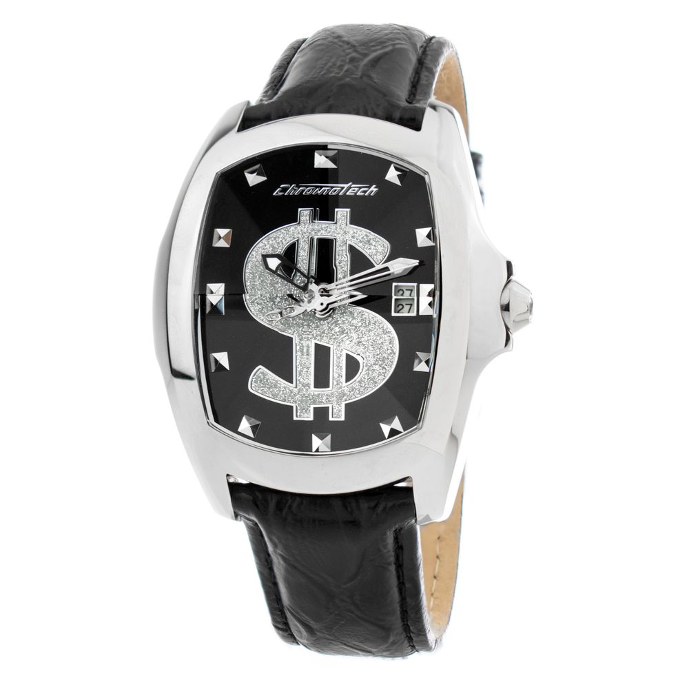 Black Leather Dress Watch