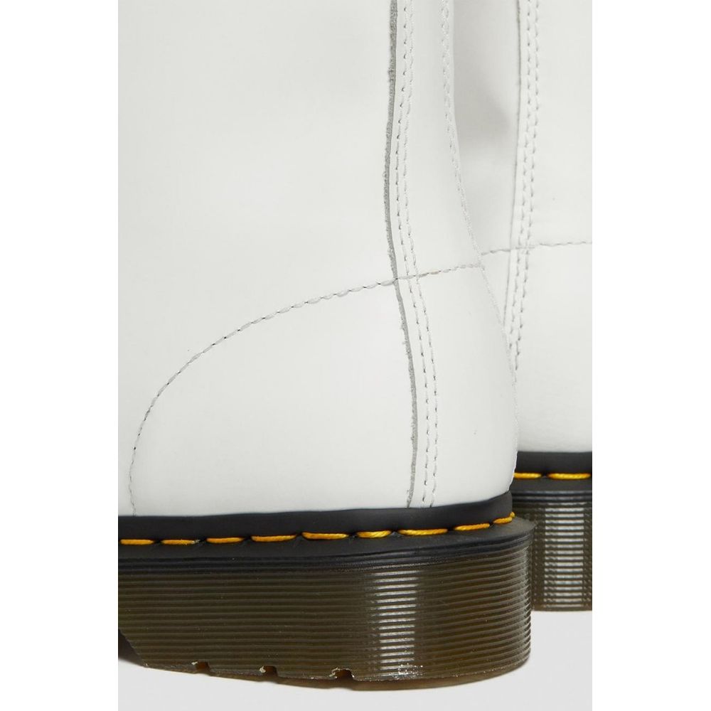 White Leather Lace-Up Boots