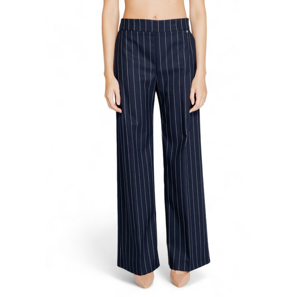 Blue Polyester Dress Pants