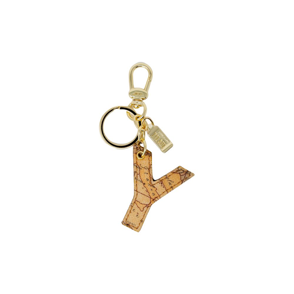 Beige Artificial Leather Keychain
