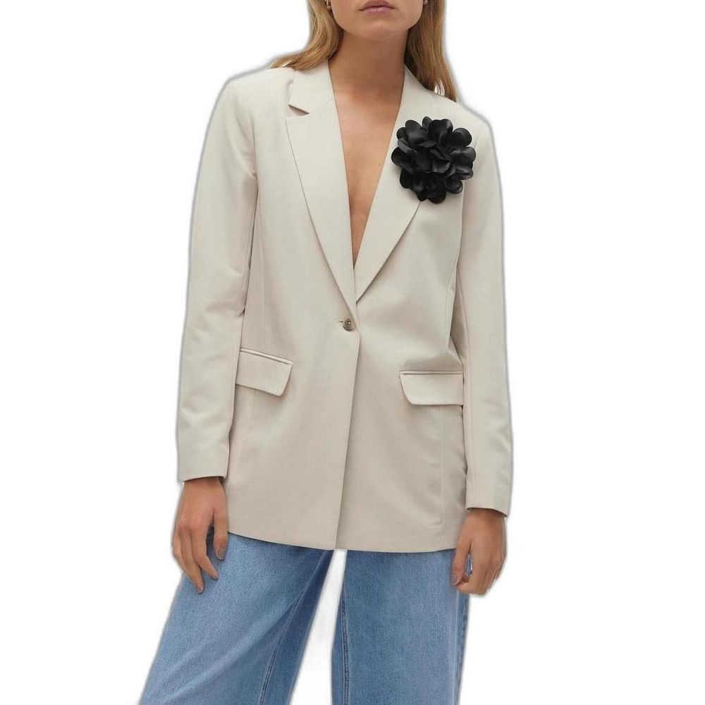 Beige Polyester Blazer