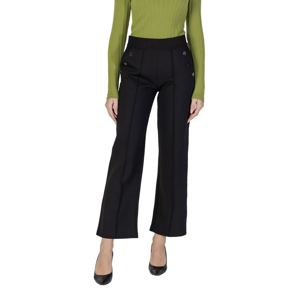 Black Viscose Casual Pants