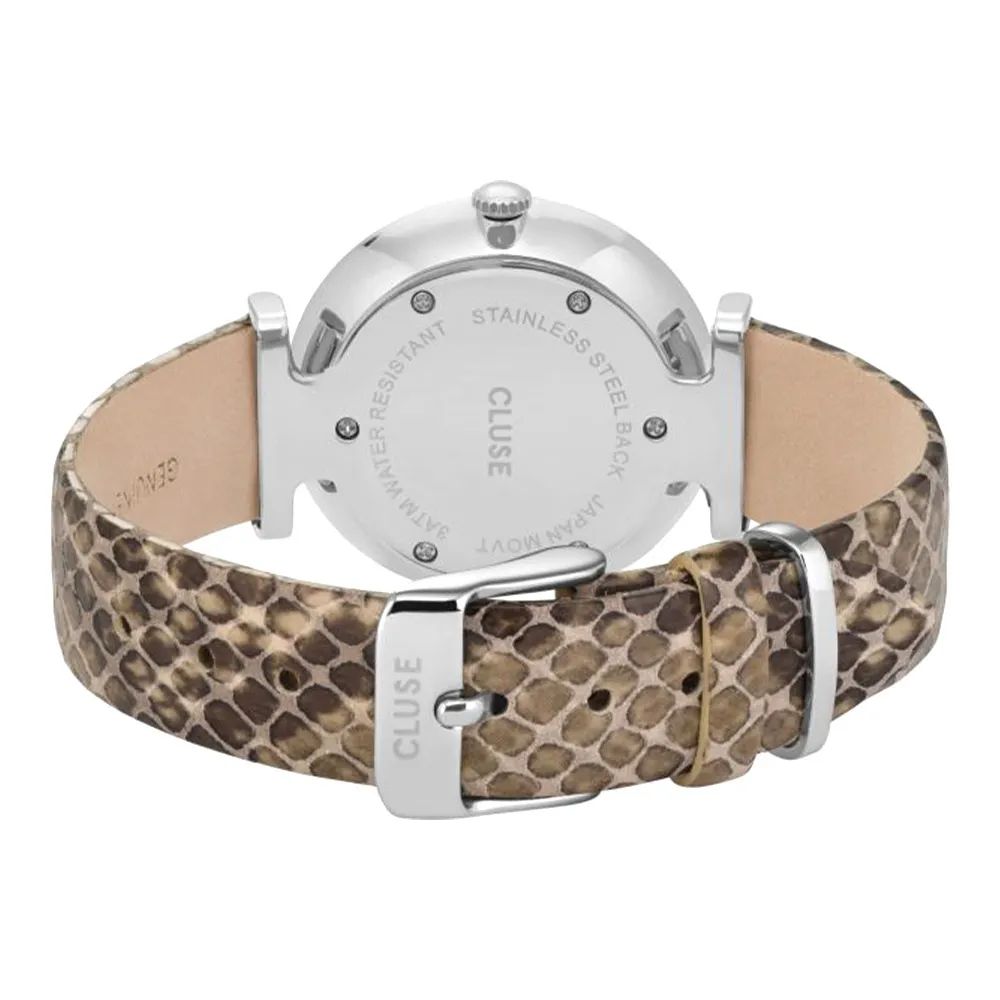Beige Leather Dress Watch