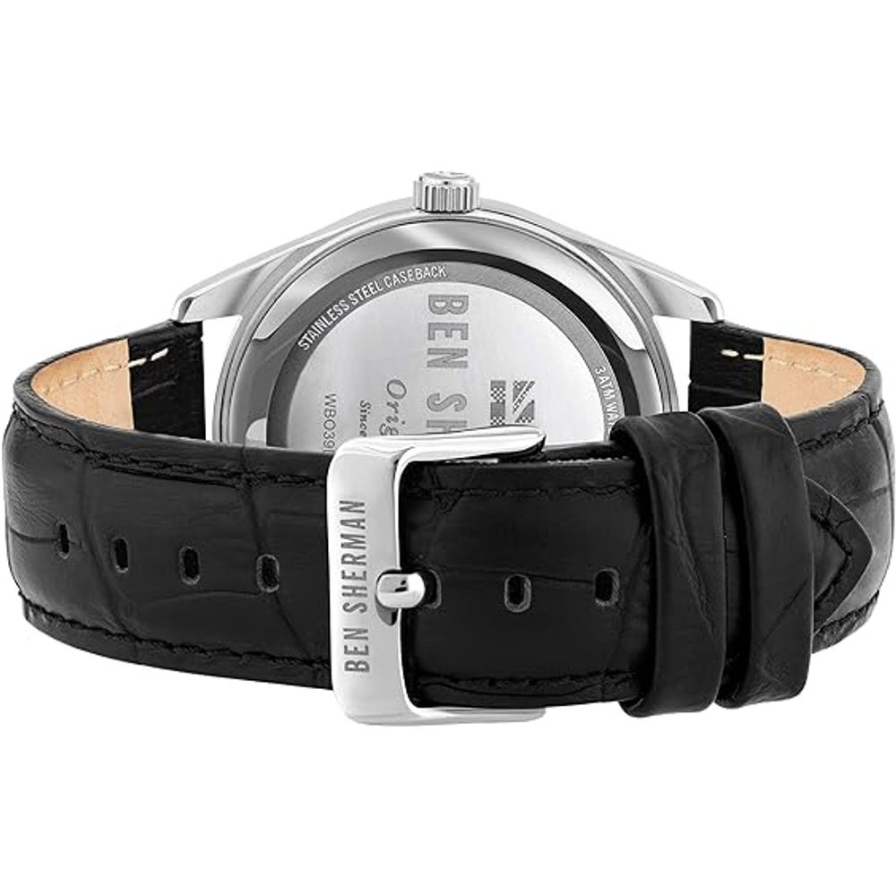 Black Leather Dress Watch