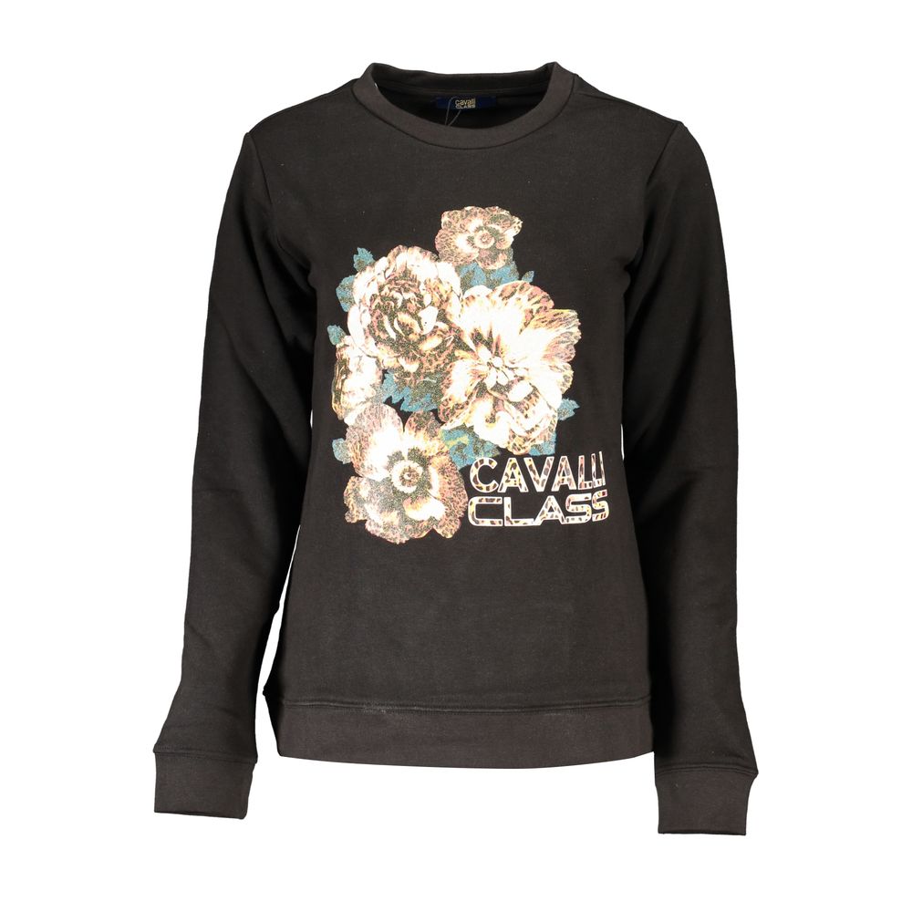 Black Cotton Women Sweatshirt