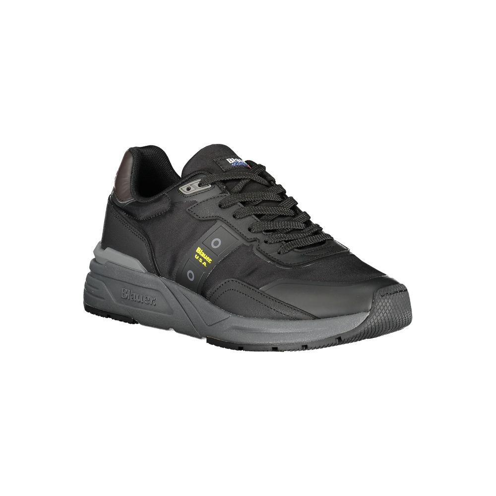 Black Polyurethane Men Sneaker