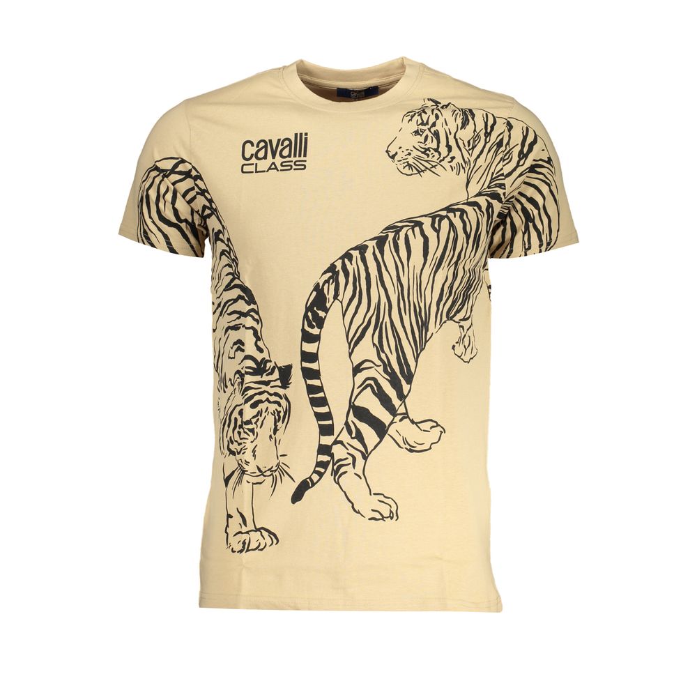 Beige Cotton Men T-Shirt