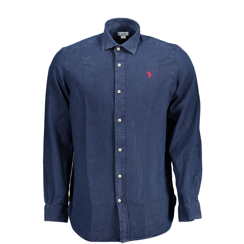 Blue Cotton Men's Dress Shirt