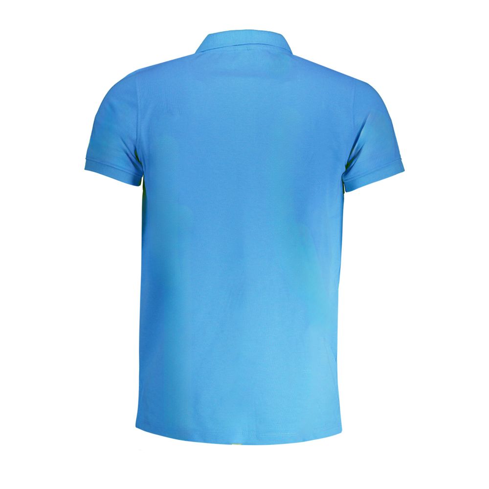 Blue Cotton Men Polo Shirt