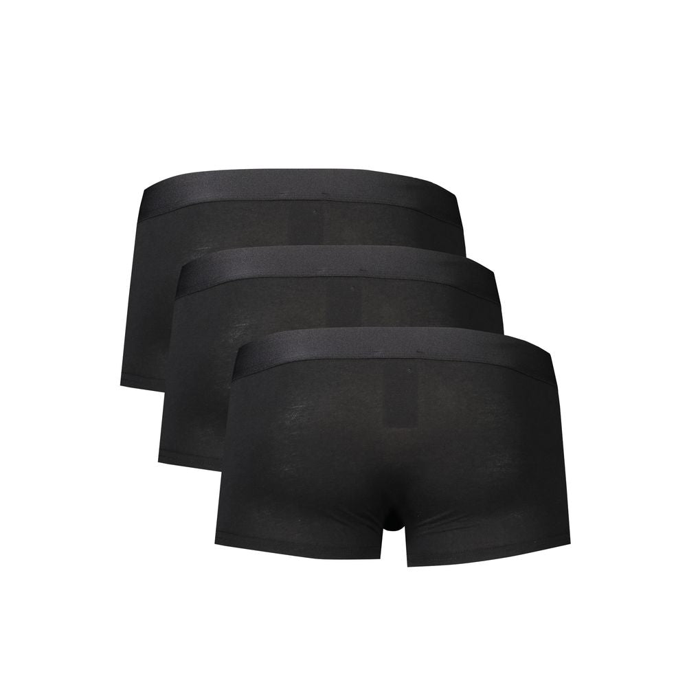 Black Polyester Men's Boxer Briefs