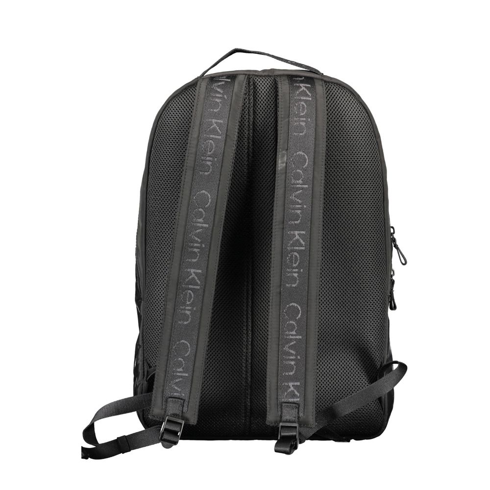 Black Recycled Polyester Men Backpack