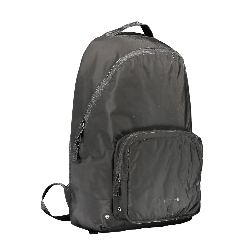 Black Recycled Polyester Men Backpack