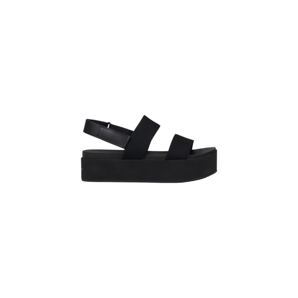 Black Organic Cotton Platform Sandals