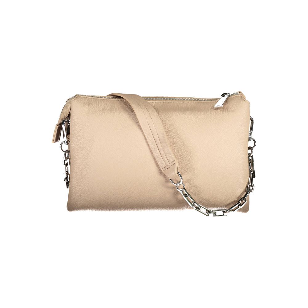 Beige Polyurethane Women Handbag