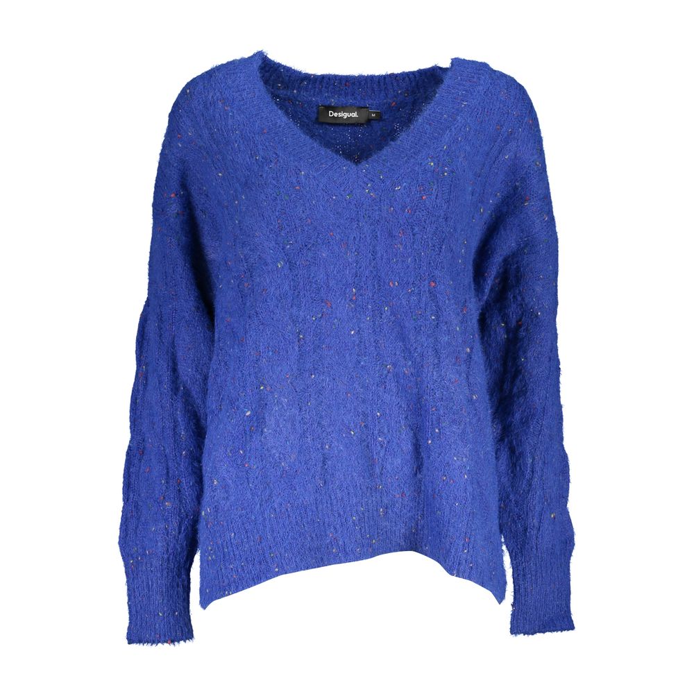 Blue Acrylic Women Sweater