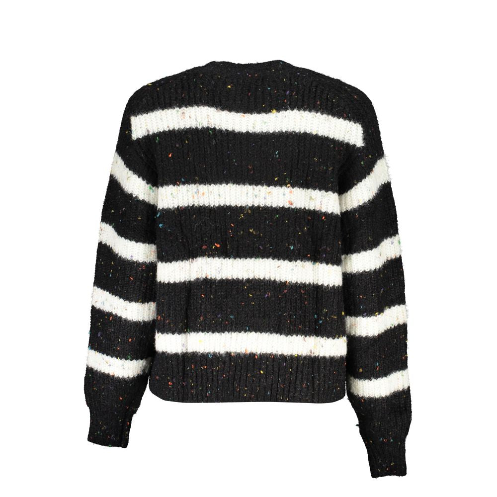 Black Acrylic Women Sweater Turtleneck