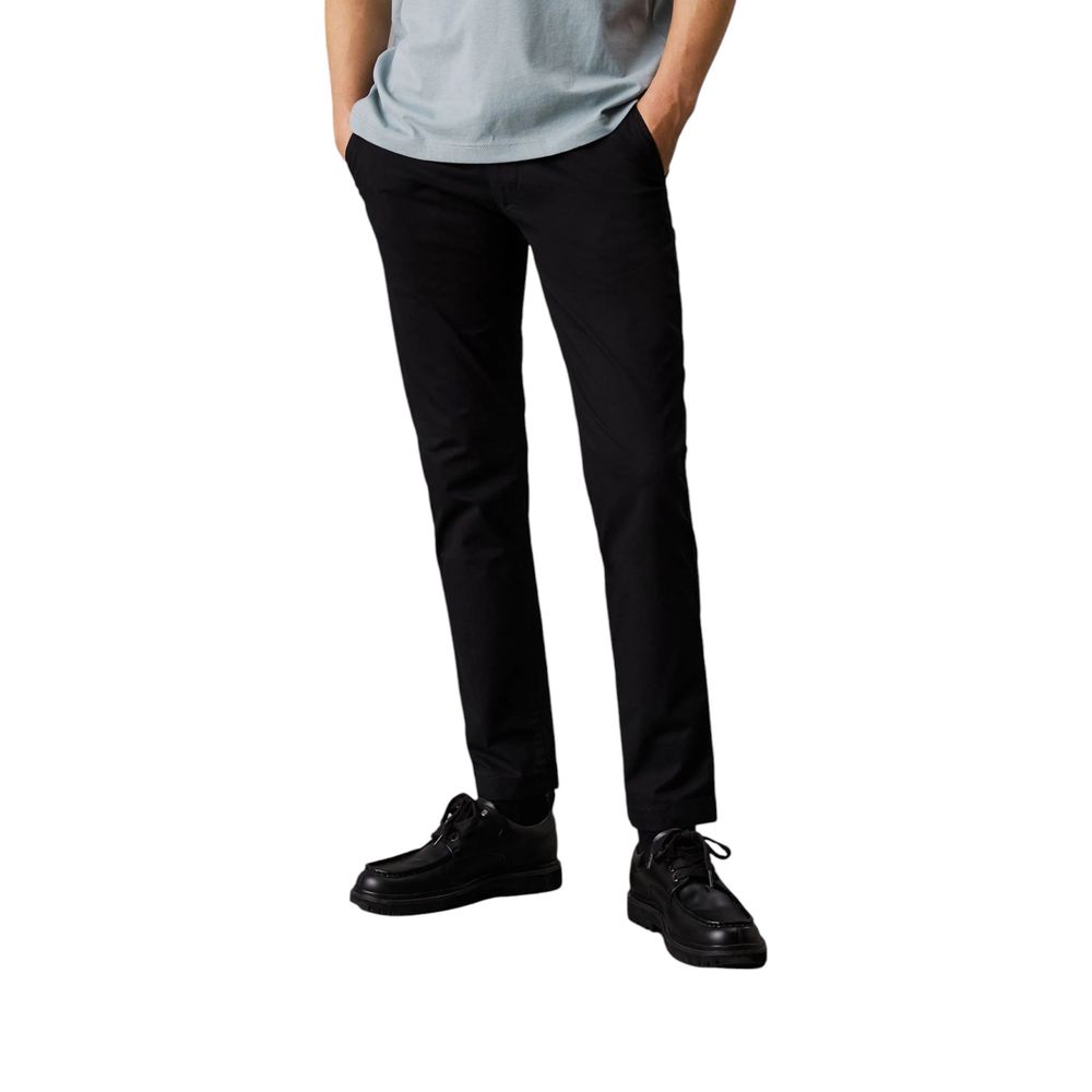Black Recycled Cotton Chino Pants