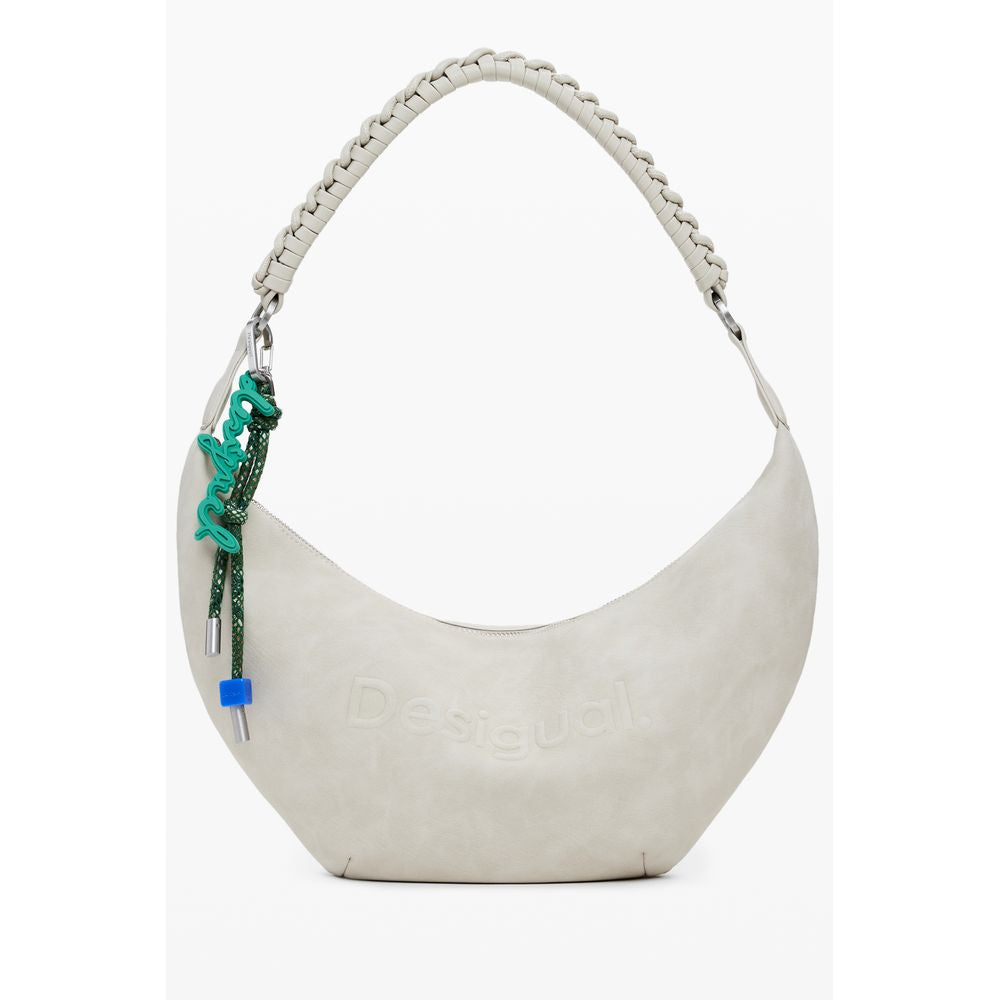 Beige Polyurethane Women's Handbag