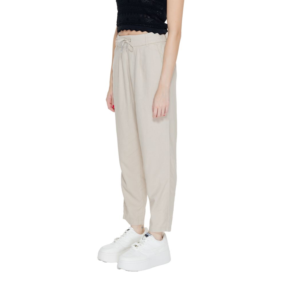 Beige Linen Casual Pants