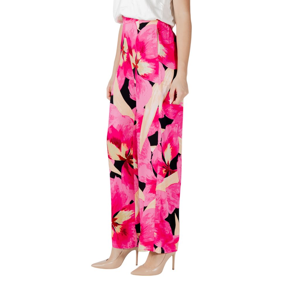 Pink Viscose Casual Pants
