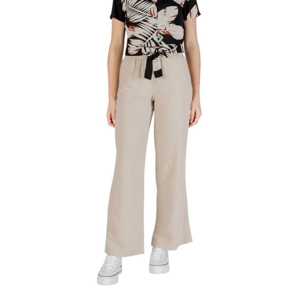 Beige Linen Casual Pants