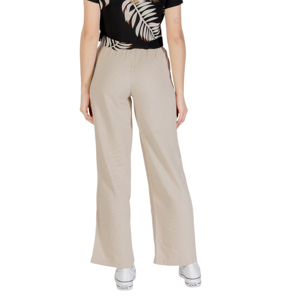 Beige Linen Casual Pants