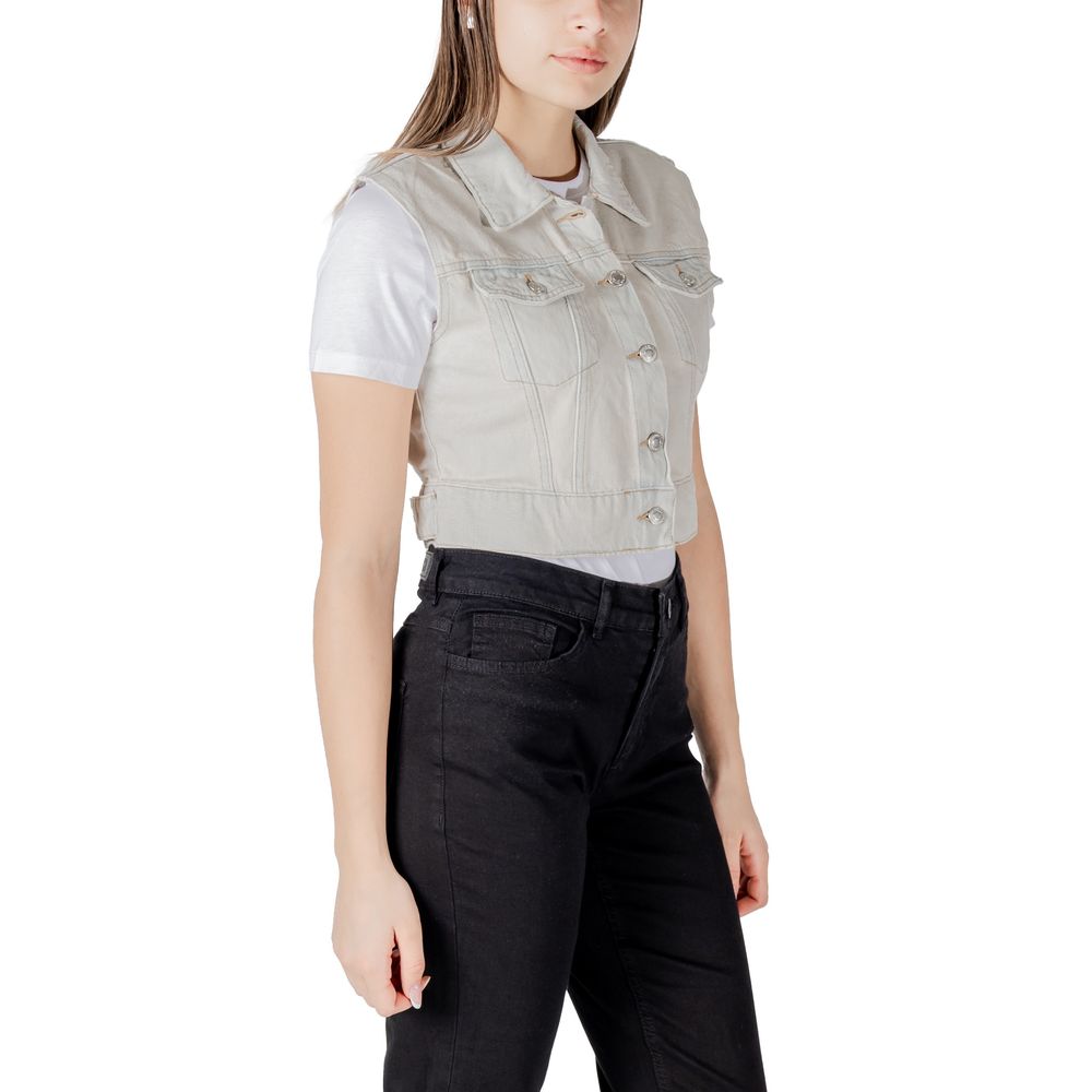 Light Blue Cotton Sleeveless Jacket