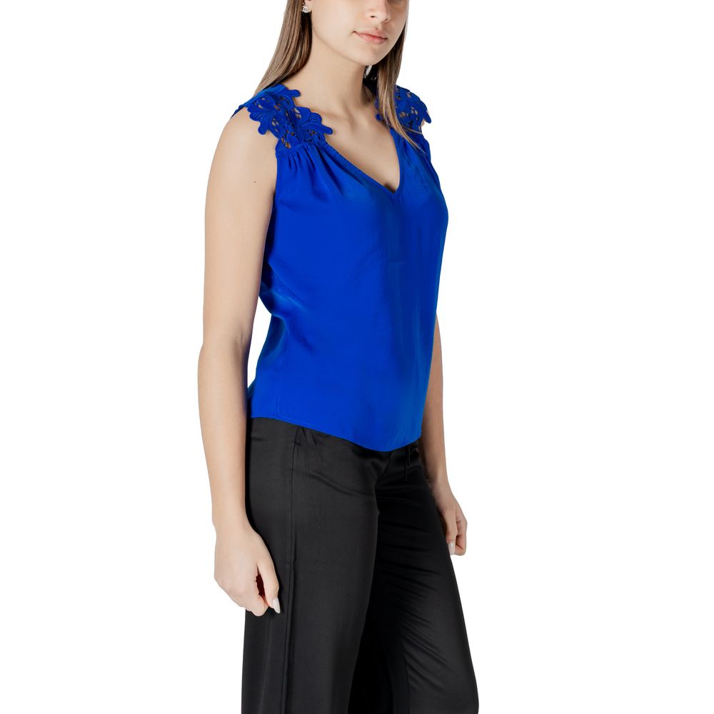 Blue Polyester Tank Tops