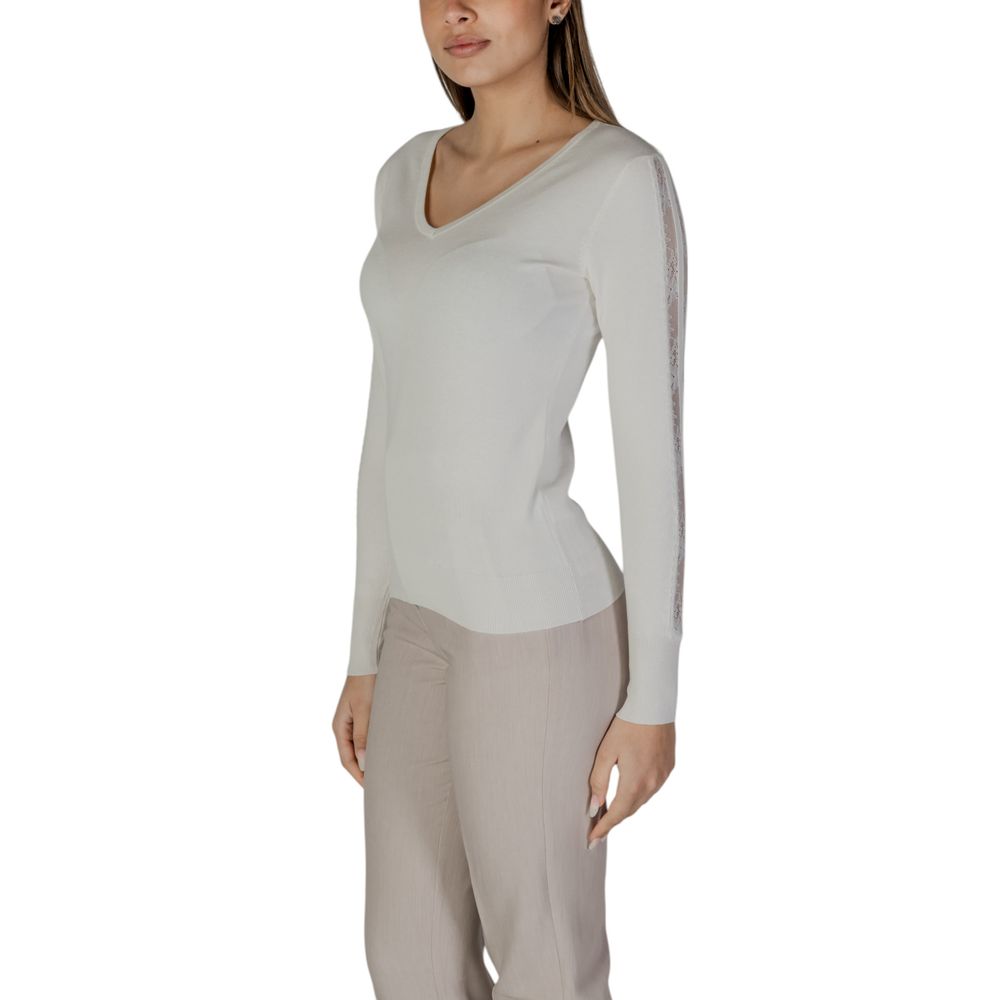 Cream Viscose Long Sleeve T-Shirt