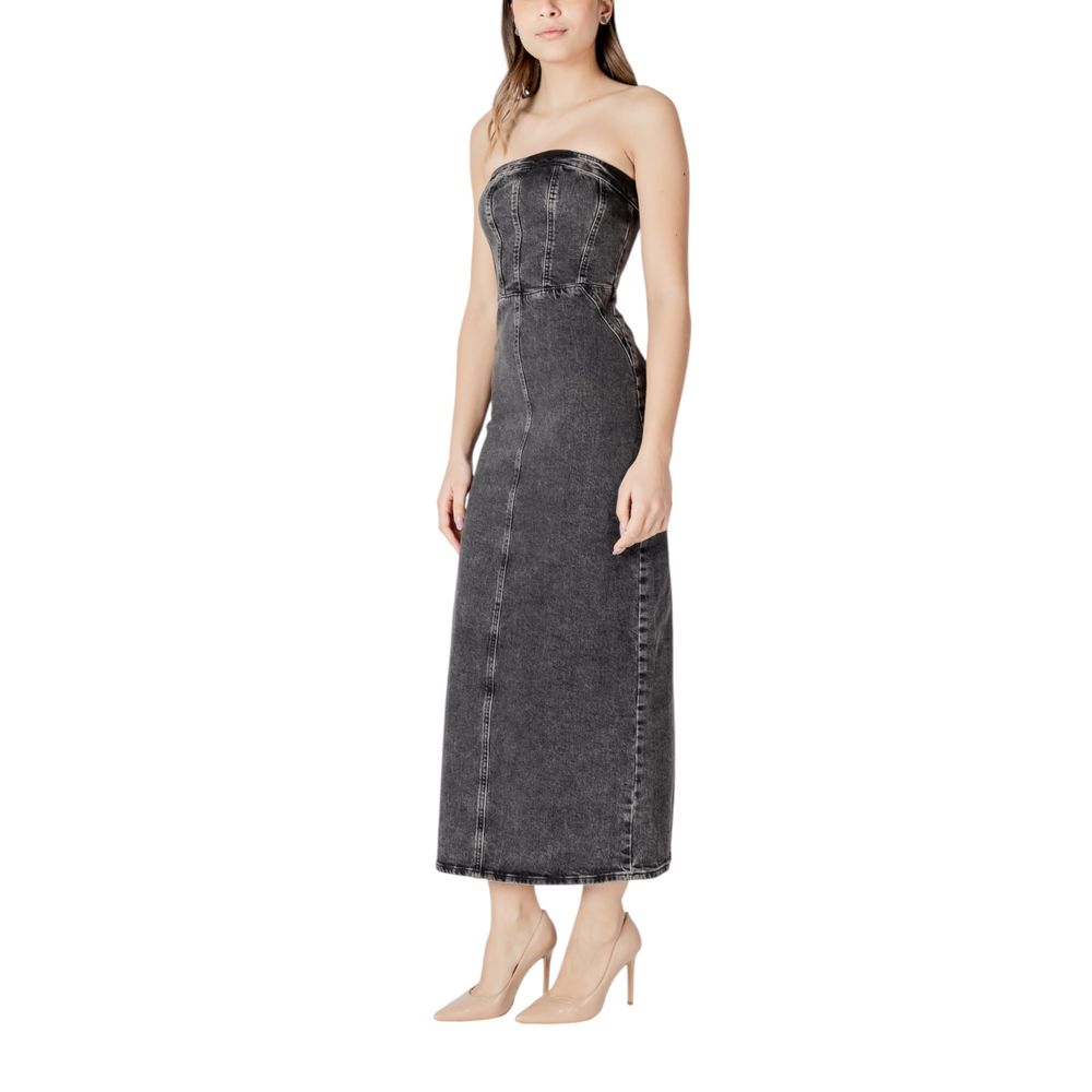 Black Cotton Midi Dress